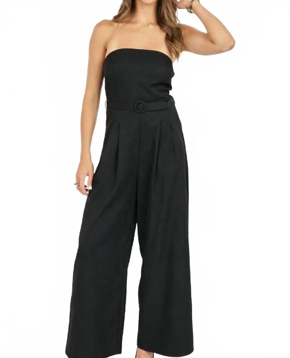 NEW SADIE & SAGE strapless wide leg jumpsuit in black